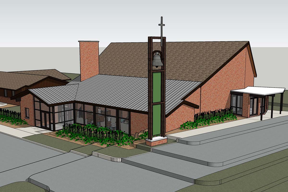 rendering of exterior of church