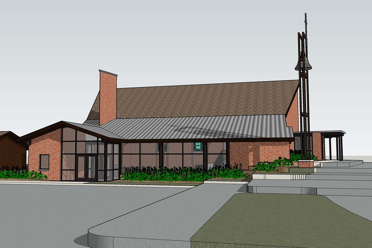 rendering of exterior of church